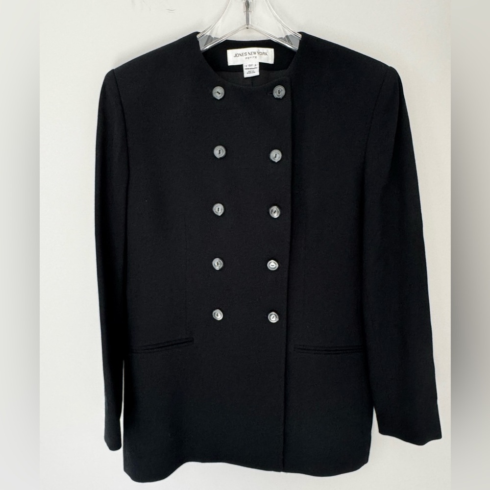 Jones New York Black Double-Breasted Women's Coat